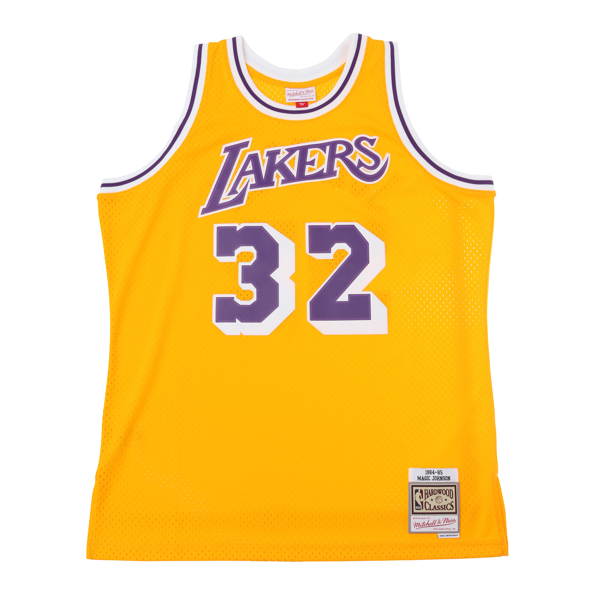 マジック・ジョンソン レイカーズ ホーム スイングマンジャージ 1984-85 LOS ANGELES LAKERS Swingman Jersey  LAL Ylw #32 M Johnson