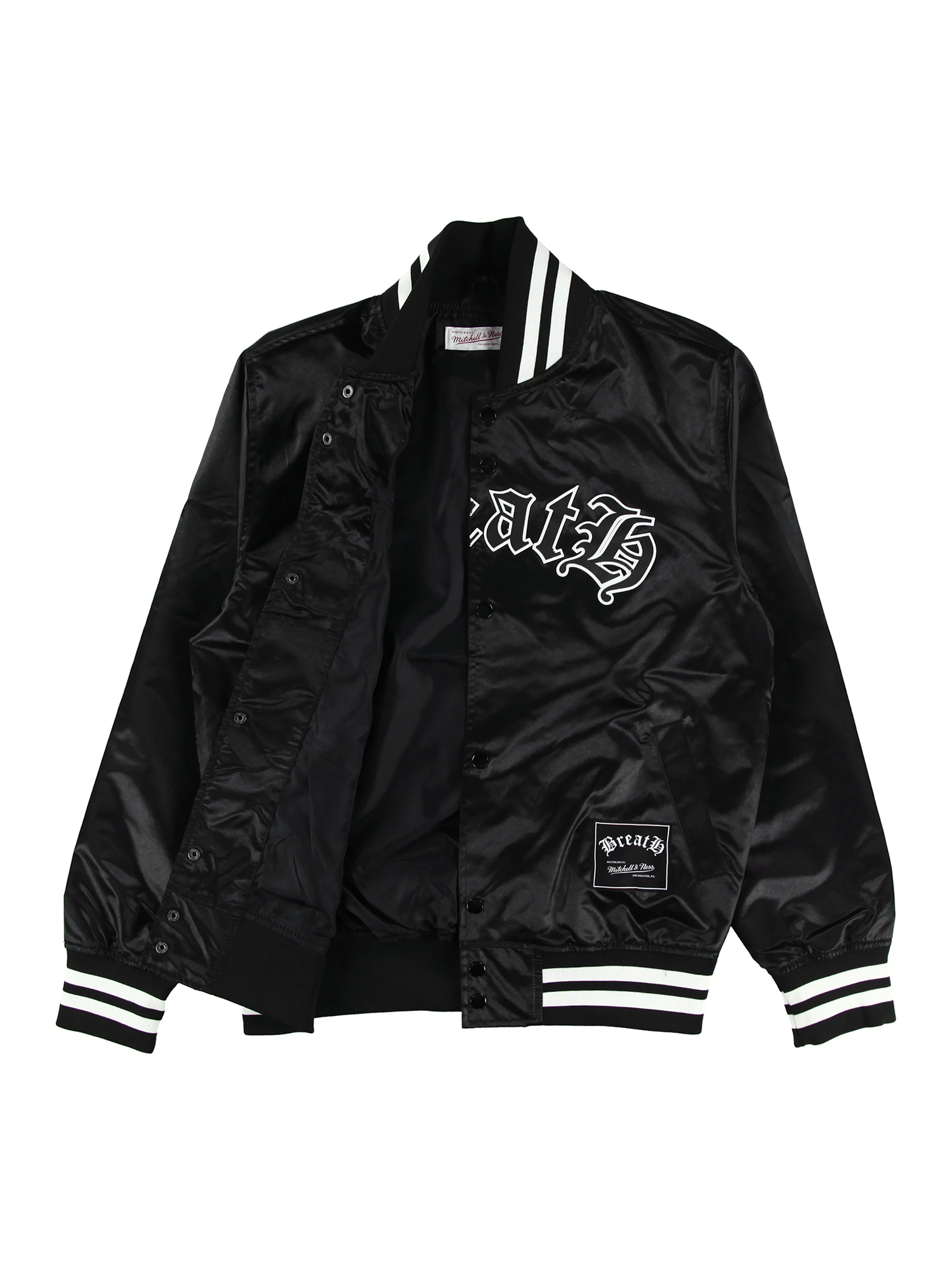 BADHOP BREATH×MITCHELL\u0026NESS SATIN JACKETカラーブラック